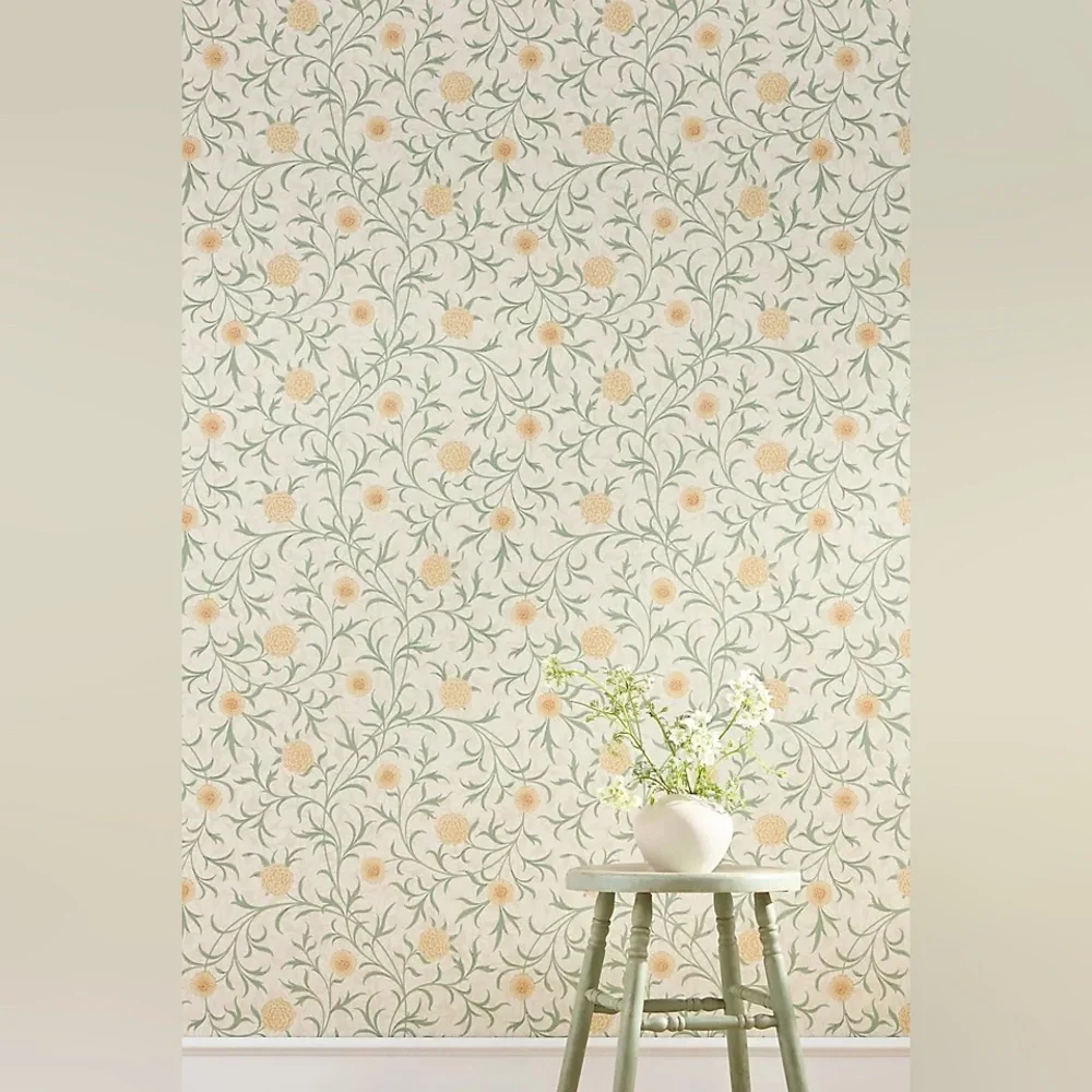 Anthropologie x Morris & Co. Scroll Leaves & Trees Thyme Pear Wallpaper Mural